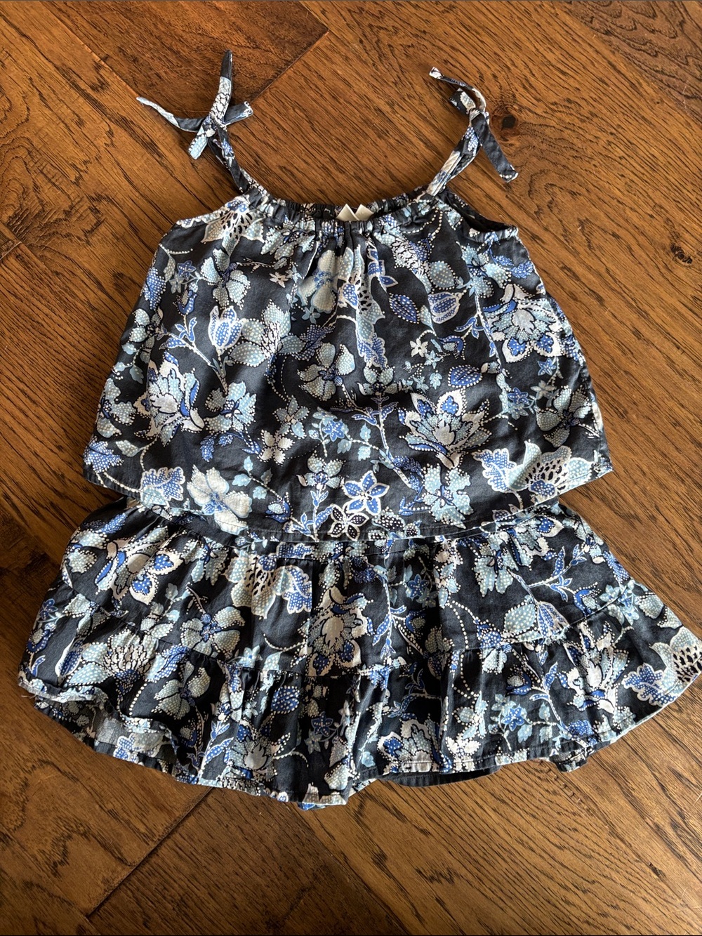 Floral Ruffle Two-Piece Tank & Skirt Set